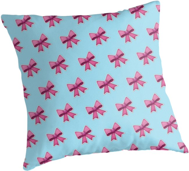 Bow Emoji Pattern Blue By Lucy Lier - Cushion (875x875), Png Download