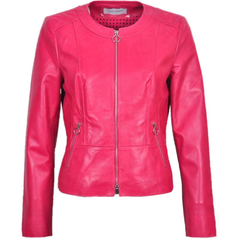 Women's Short Collarless Leather Jacket Sr730024 - Jacket (800x800), Png Download