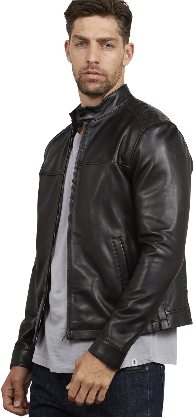 Get The Collins Leather Jacket In Black Online - Leather Jacket (960x1440), Png Download