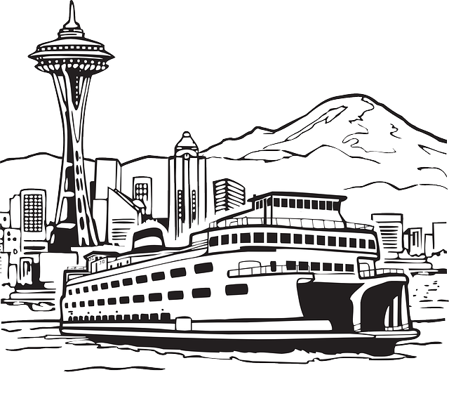 Black, Outline, Drawn, Drawing, Sketch, White, Cartoon - Seattle Clipart (640x564), Png Download