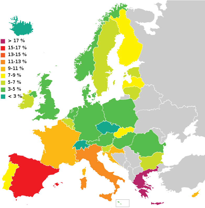 Unemployment Rate In The Eu Heycci - Unemployment Rate Europe (800x793), Png Download