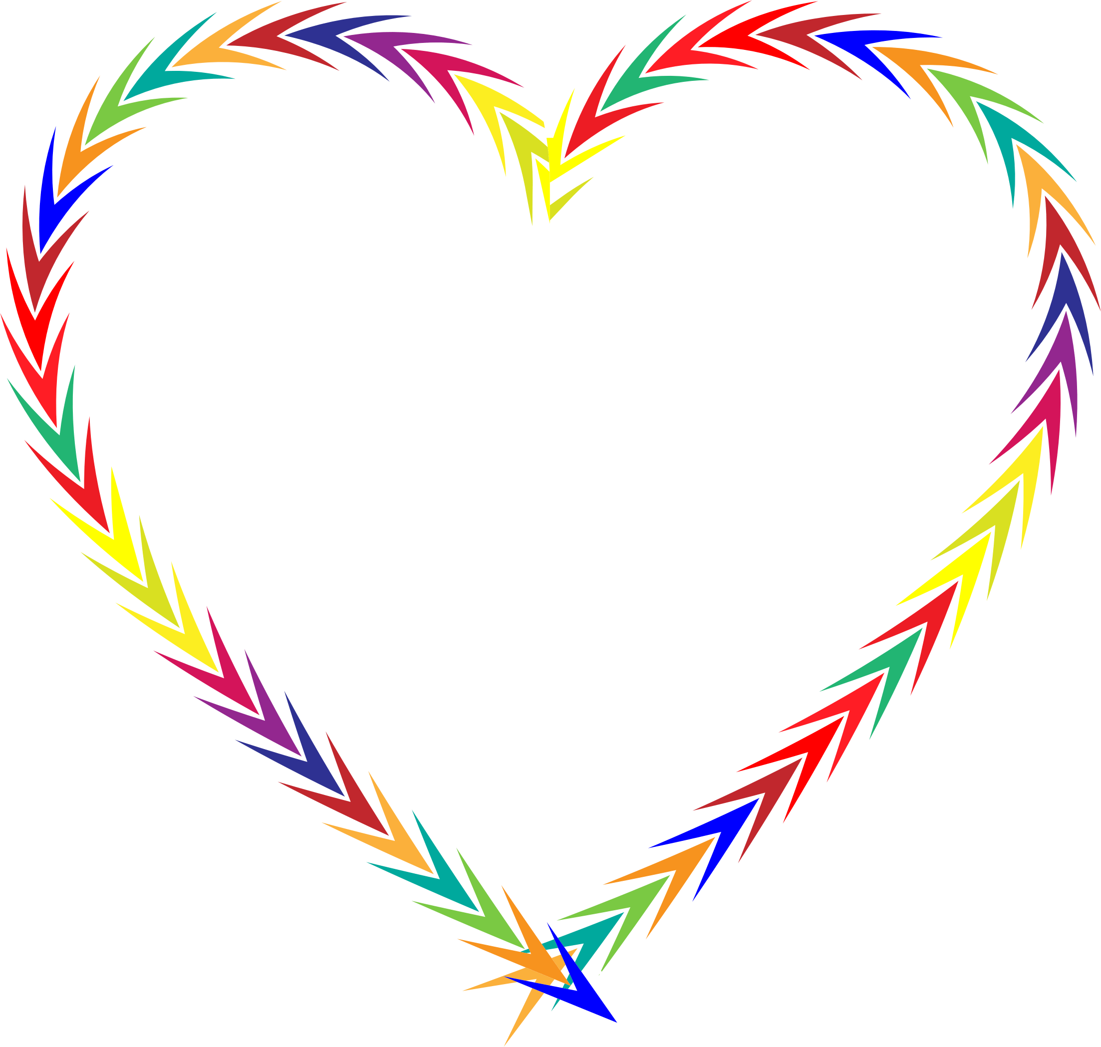 Colorful Heart With Arrow Svg - Heart Colorful Transparent (2206x2098), Png Download
