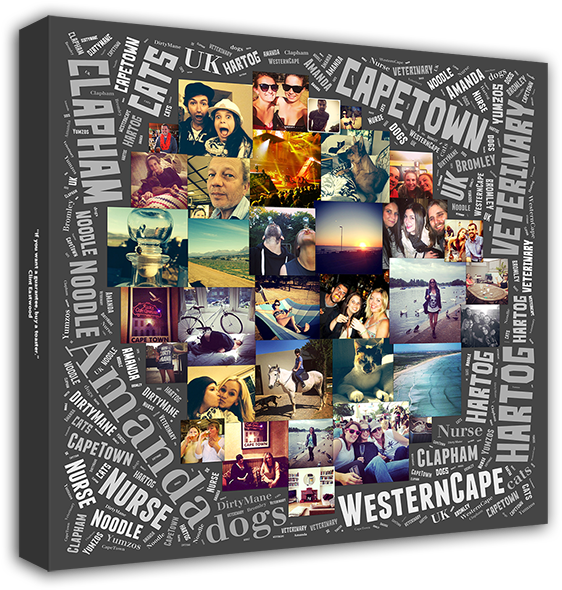 Word Art Photo Collage Canvas (712x625), Png Download