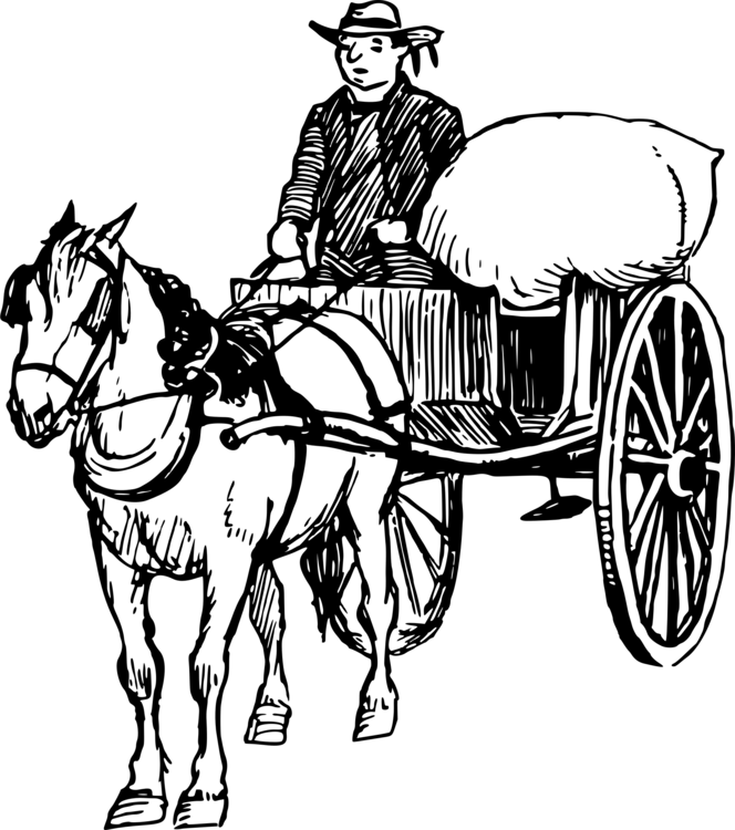 Horse-drawn Vehicle Carriage Horse And Buggy Cart - Horse And Cart Clip Art (664x750), Png Download