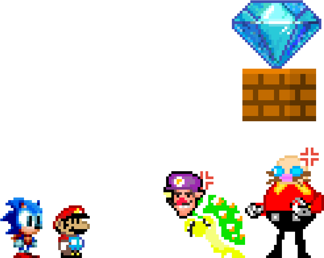 Mario Y Sonic Vs Bowsluigi Y Eggman - Super Mario (1125x900), Png Download