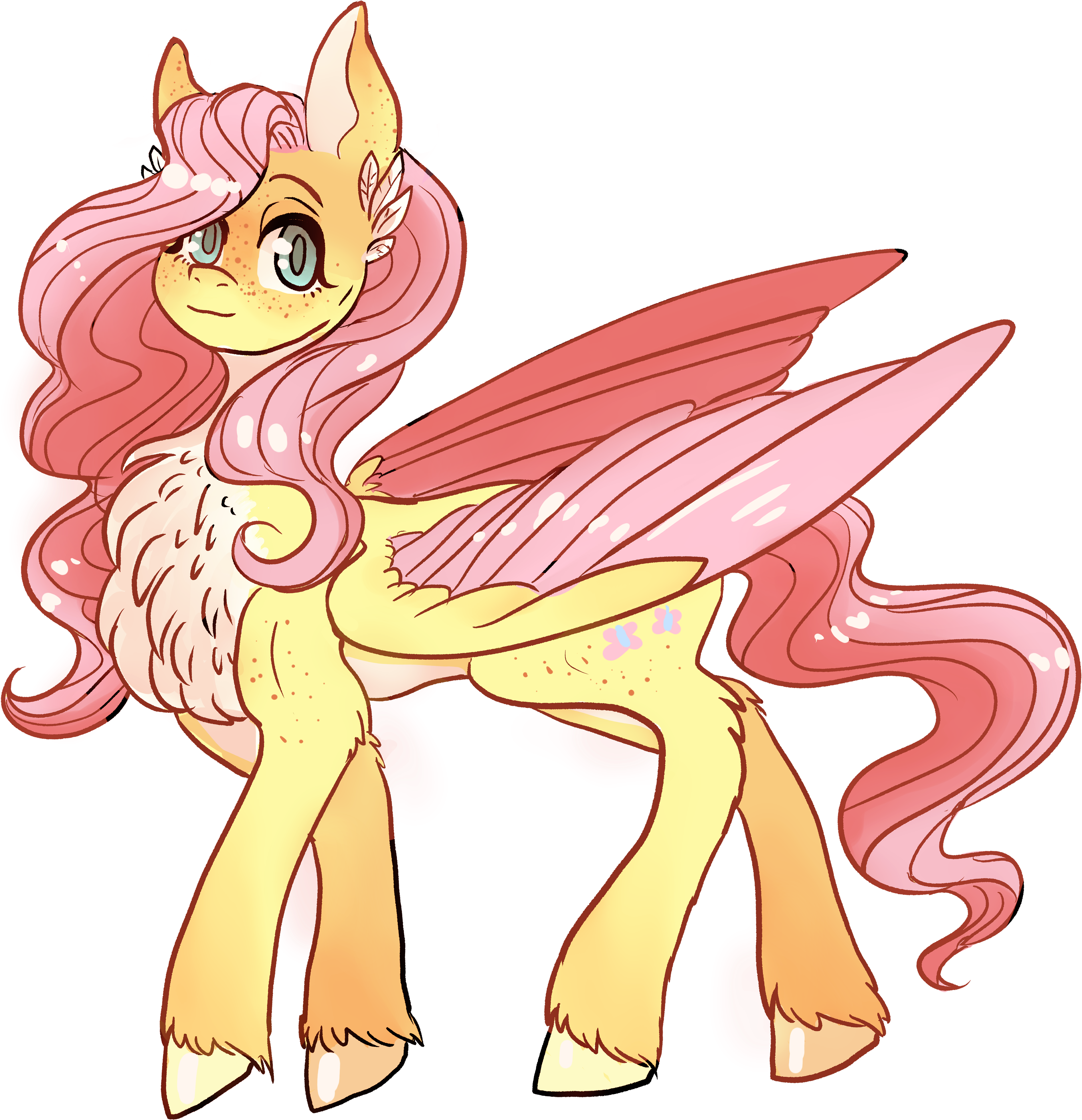 Fluttershy Redo - Cartoon (4267x4098), Png Download