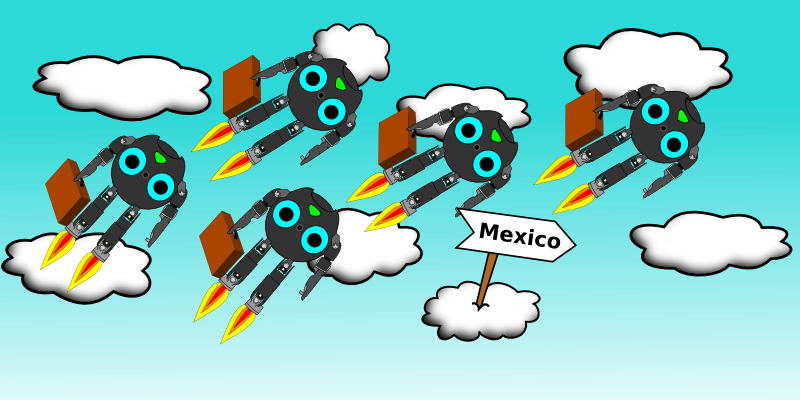 Picture Of Darwins Flying Towards Mexico - Cartoon (800x400), Png Download