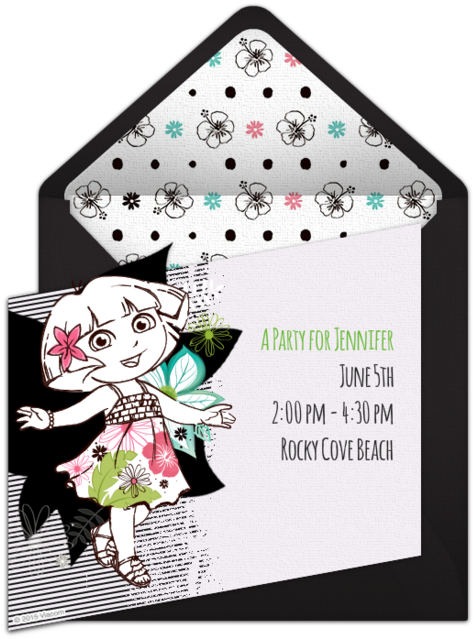 Dora The Explorer Aloha Online Invitation - Illustration (650x650), Png Download