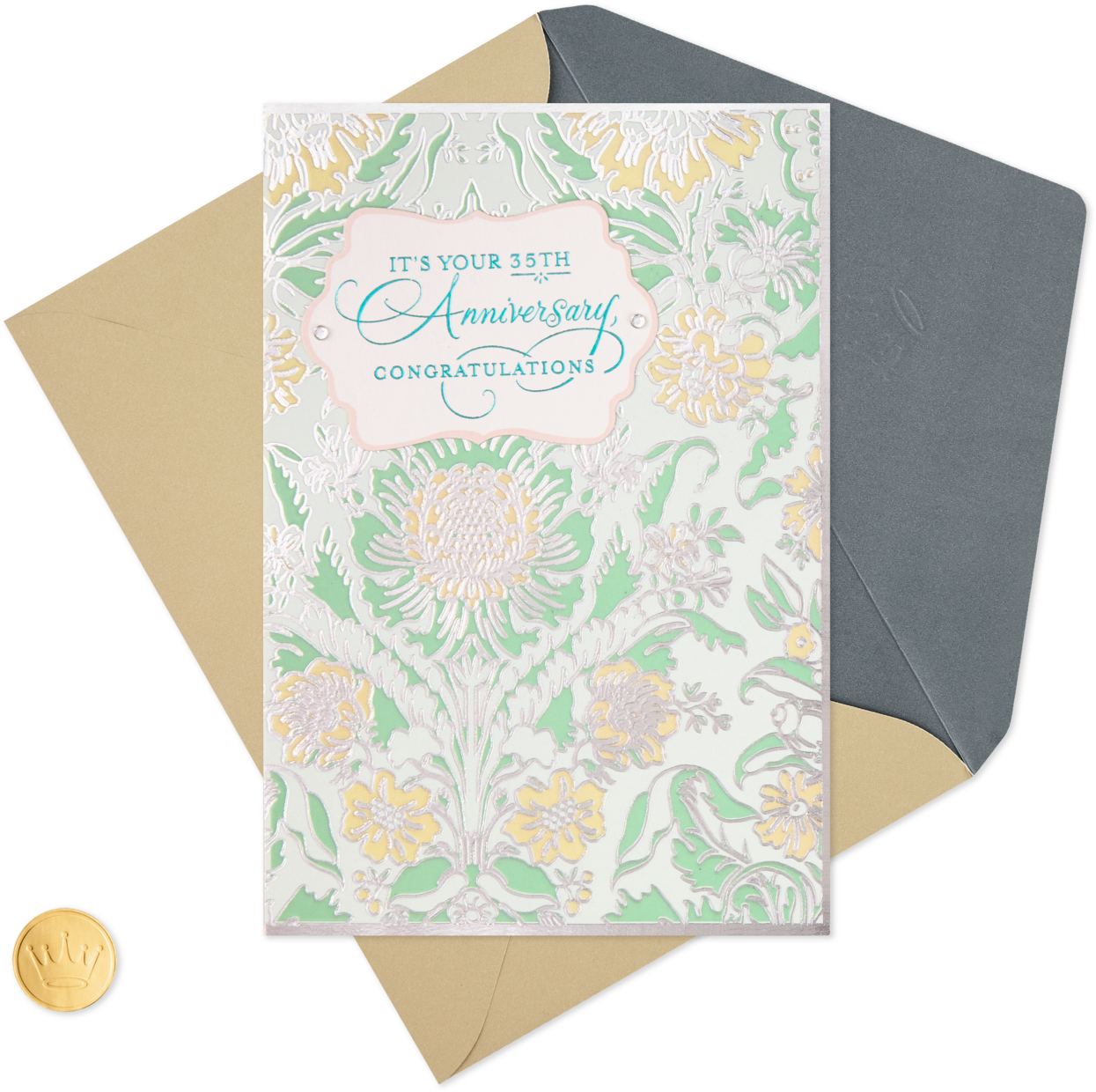 Flower Pattern 35th Anniversary Card - Paper (1470x1470), Png Download