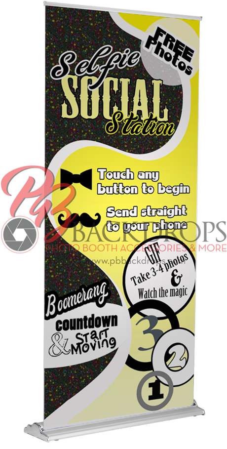 Selfie Social Station Retractable Banner - Red (480x960), Png Download