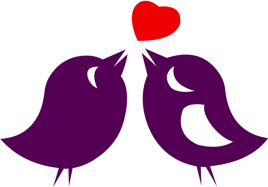 Kissing Birds Png Transparent - Love Birds Black And White (1000x824), Png Download