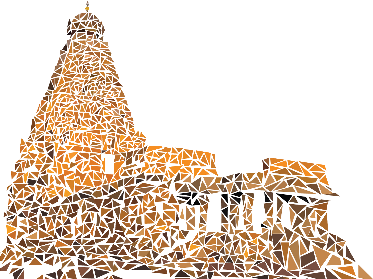 1thanjavur Temple Triangle Colored - Christmas Tree (1500x1125), Png Download