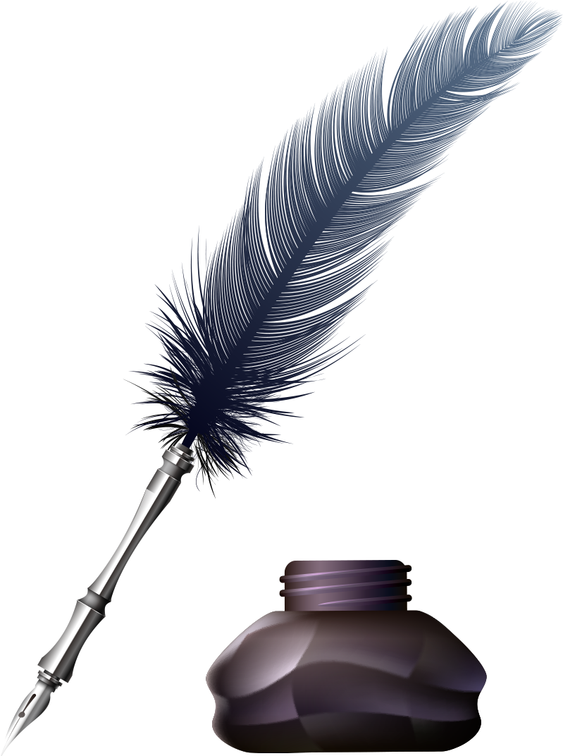 Fountain Pen With Feather (1181x1181), Png Download