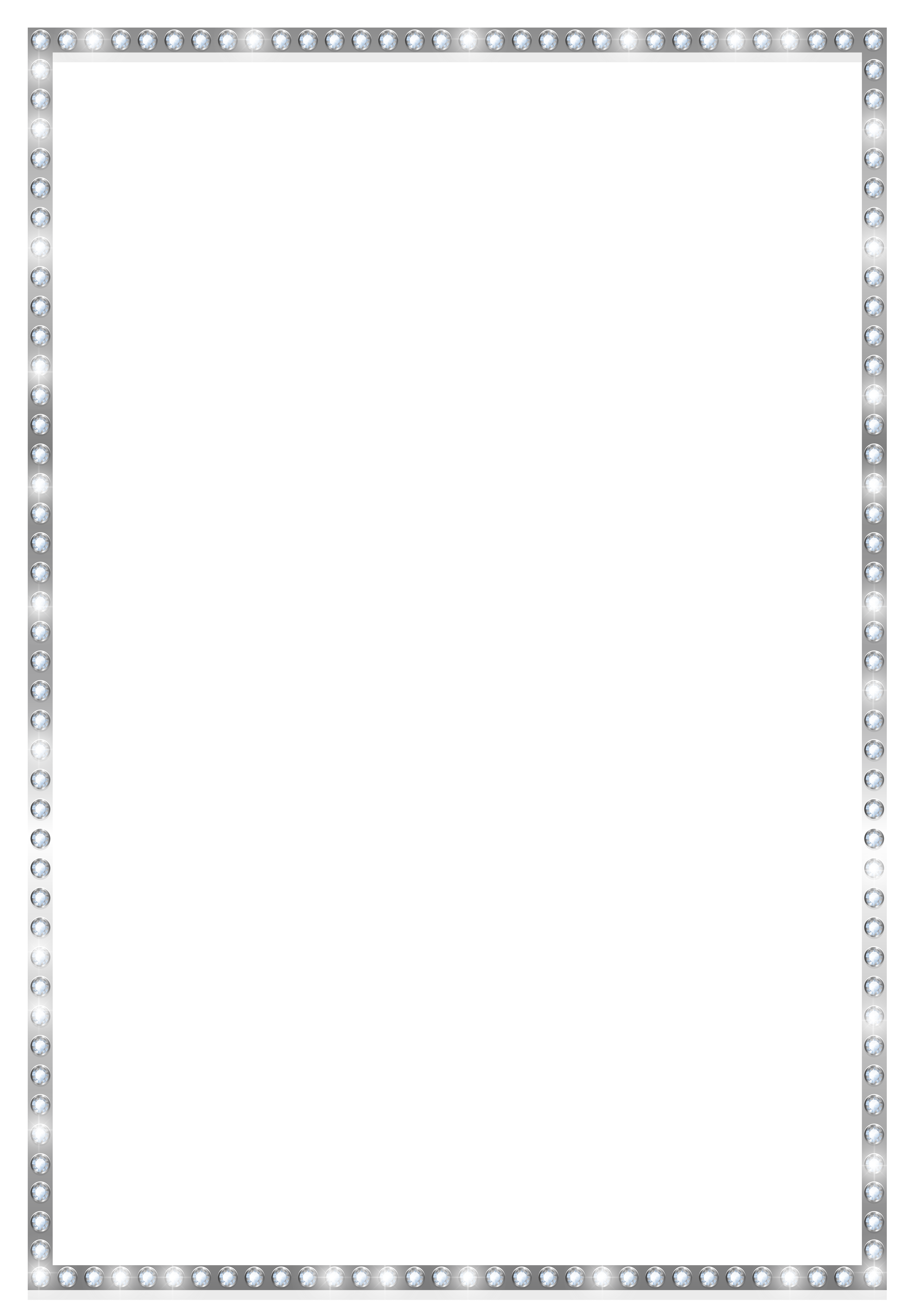 Silver Border Frame With Crystals Png Clip Ⓒ - Transparent Silver Border (5549x8000), Png Download