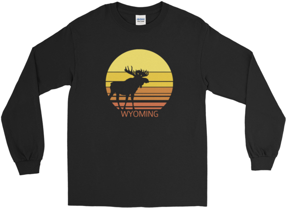 Wyoming Sun Moose - Long-sleeved T-shirt (600x600), Png Download