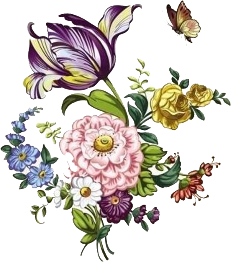 Vintage Flower Drawing - Floral Vector Png Free (1024x981), Png Download