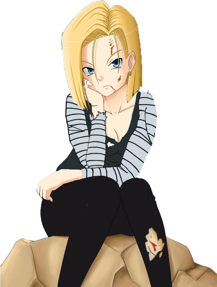 1884931 - Android 18 Ripped Clothes (755x1057), Png Download