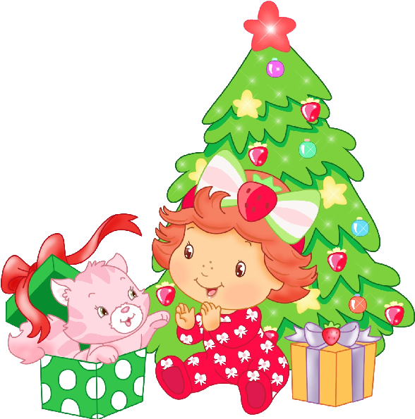 Strawberry Shortcake Clip Art - Free Baby's First Christmas Clip Art (588x595), Png Download