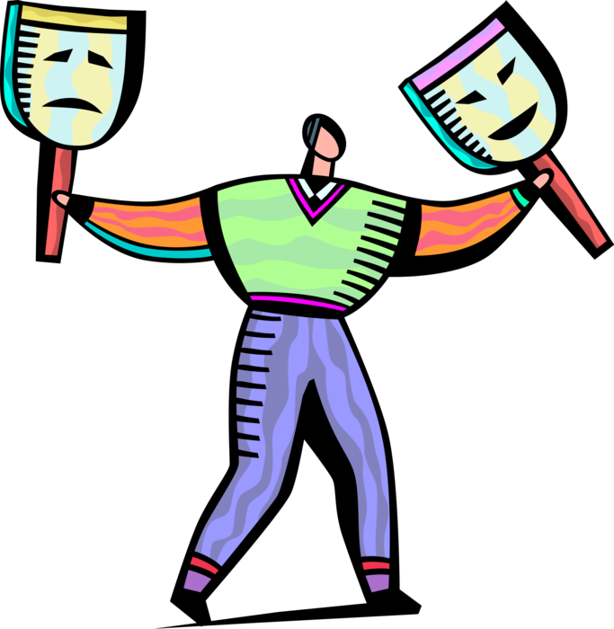 Vector Illustration Of Businessman Hides Behind Theatre (683x700), Png Download