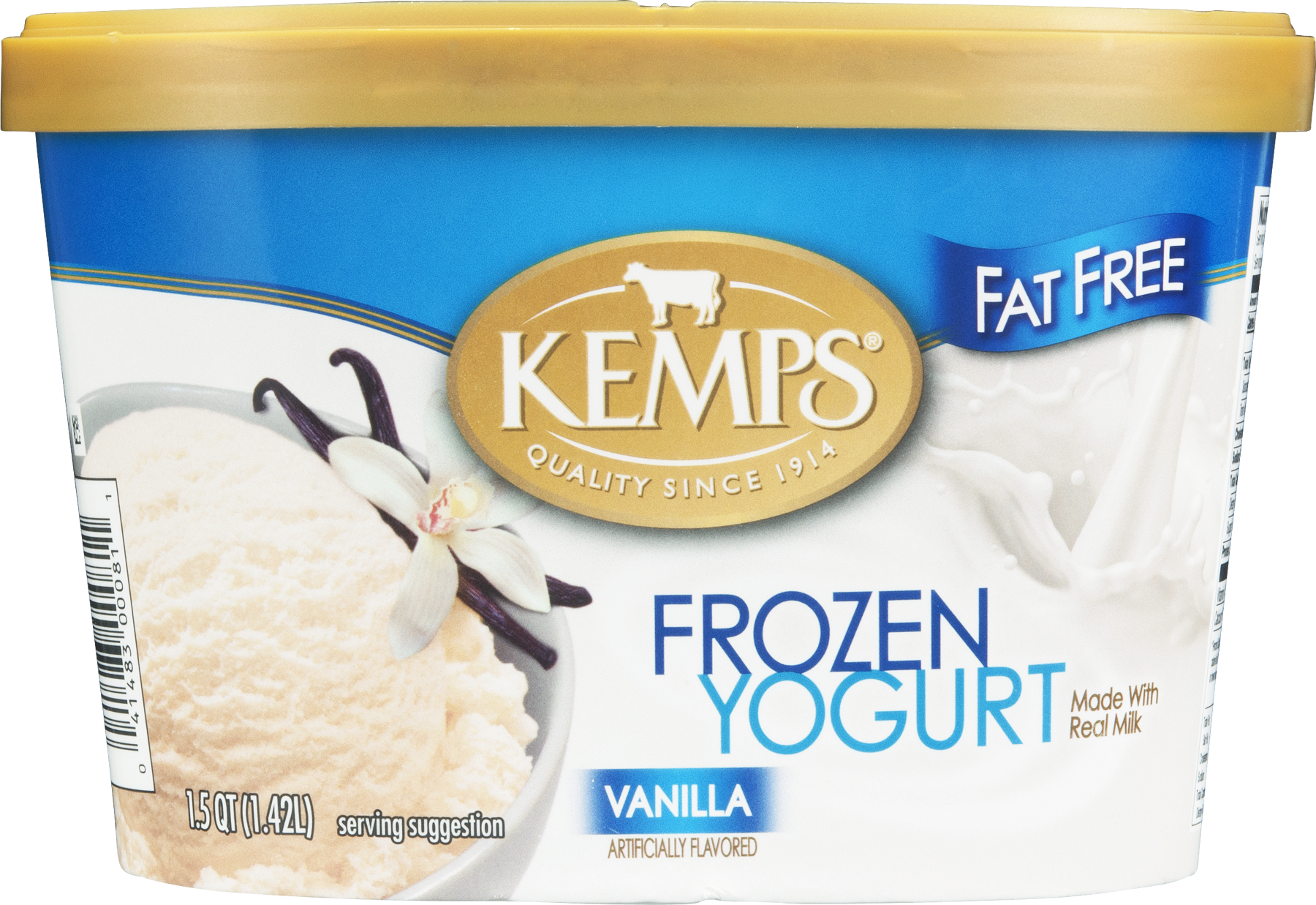 Kemps Vanilla With Live & Active Cultures Fat Free - White Rice (1800x1237), Png Download