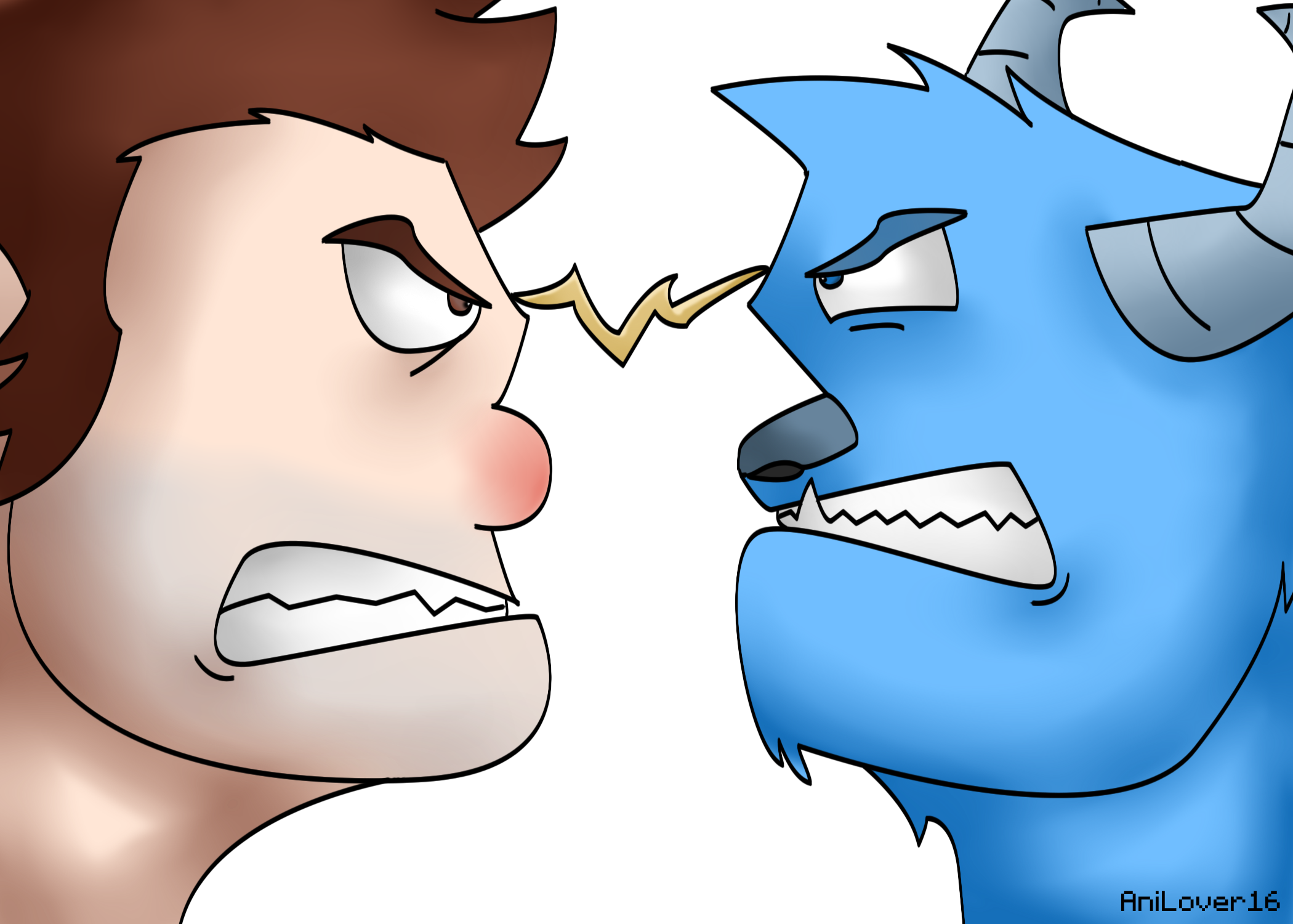 D Ralph From Wreck-it Ralph Or Sulley From Monster - Sulley Vs Wreck It Ralph (2100x1500), Png Download