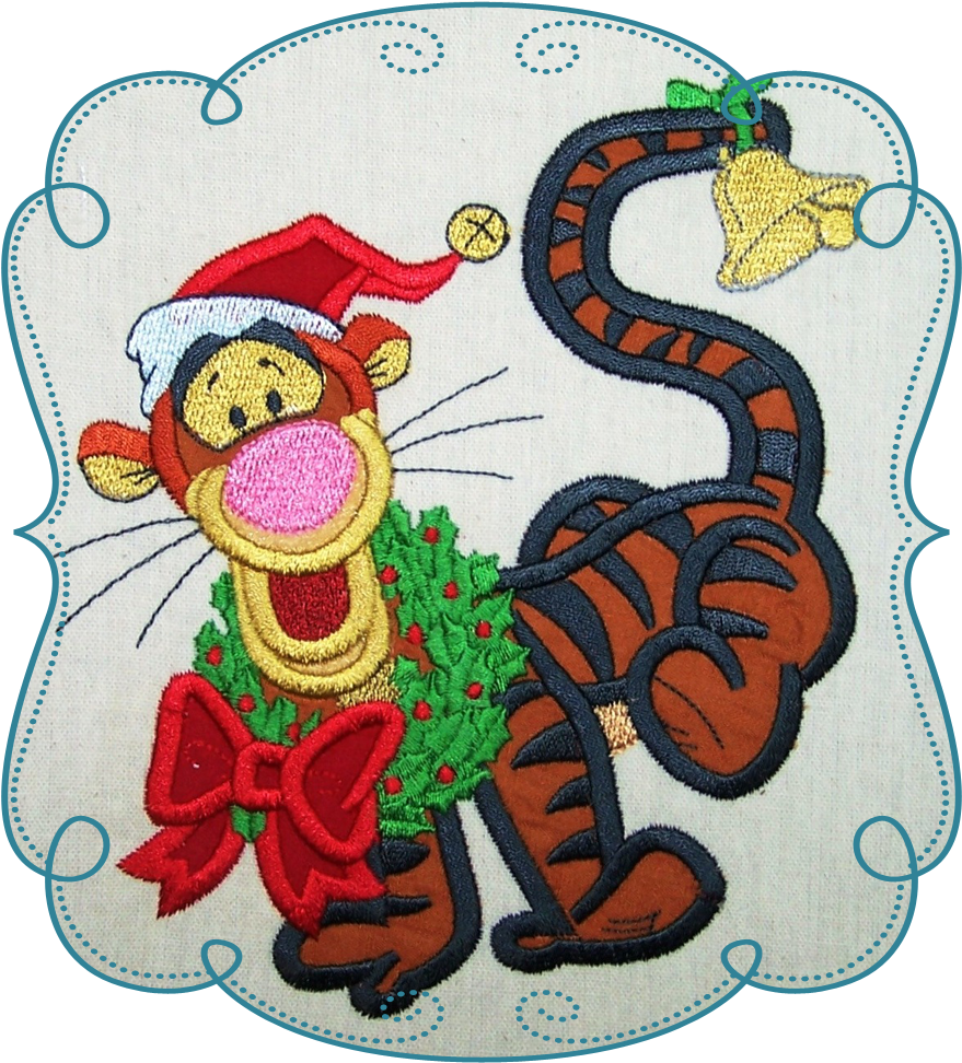 Christmas Tigger - Cartoon (1000x1000), Png Download