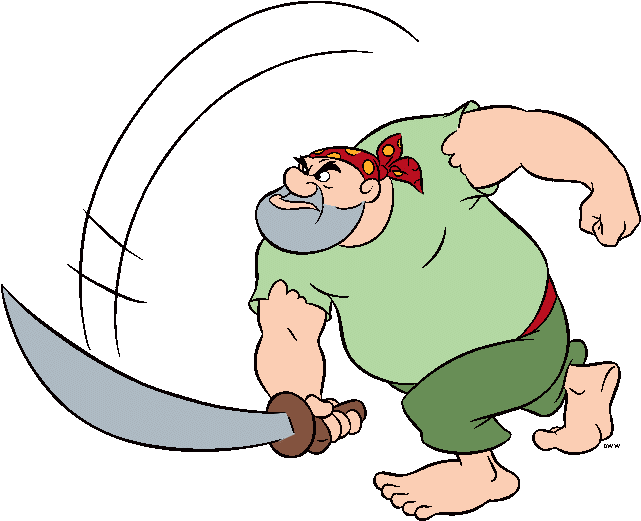 Pirate With Sword - Peter Pan Pirates Disney (641x521), Png Download
