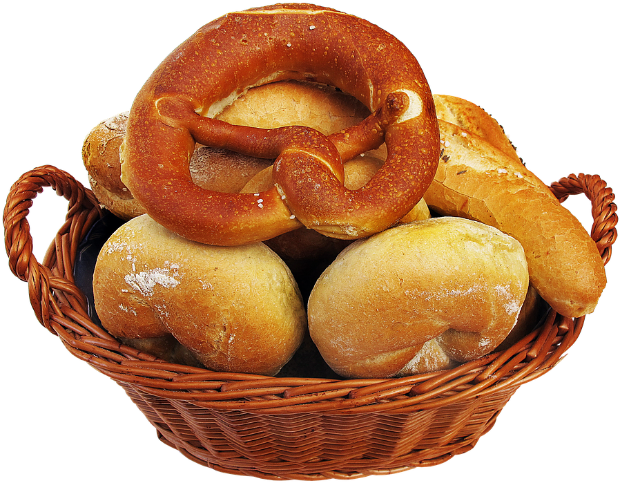 Roll, Pretzel, Baked Goods, Food, Eat, Pretzels - Baked Goods Cartoon Clipart Transparent Background (915x720), Png Download