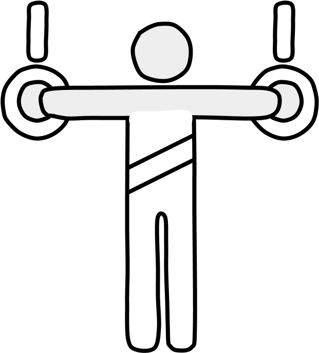 Gymnast, Rings, Black And White, Png - Cross (816x1056), Png Download