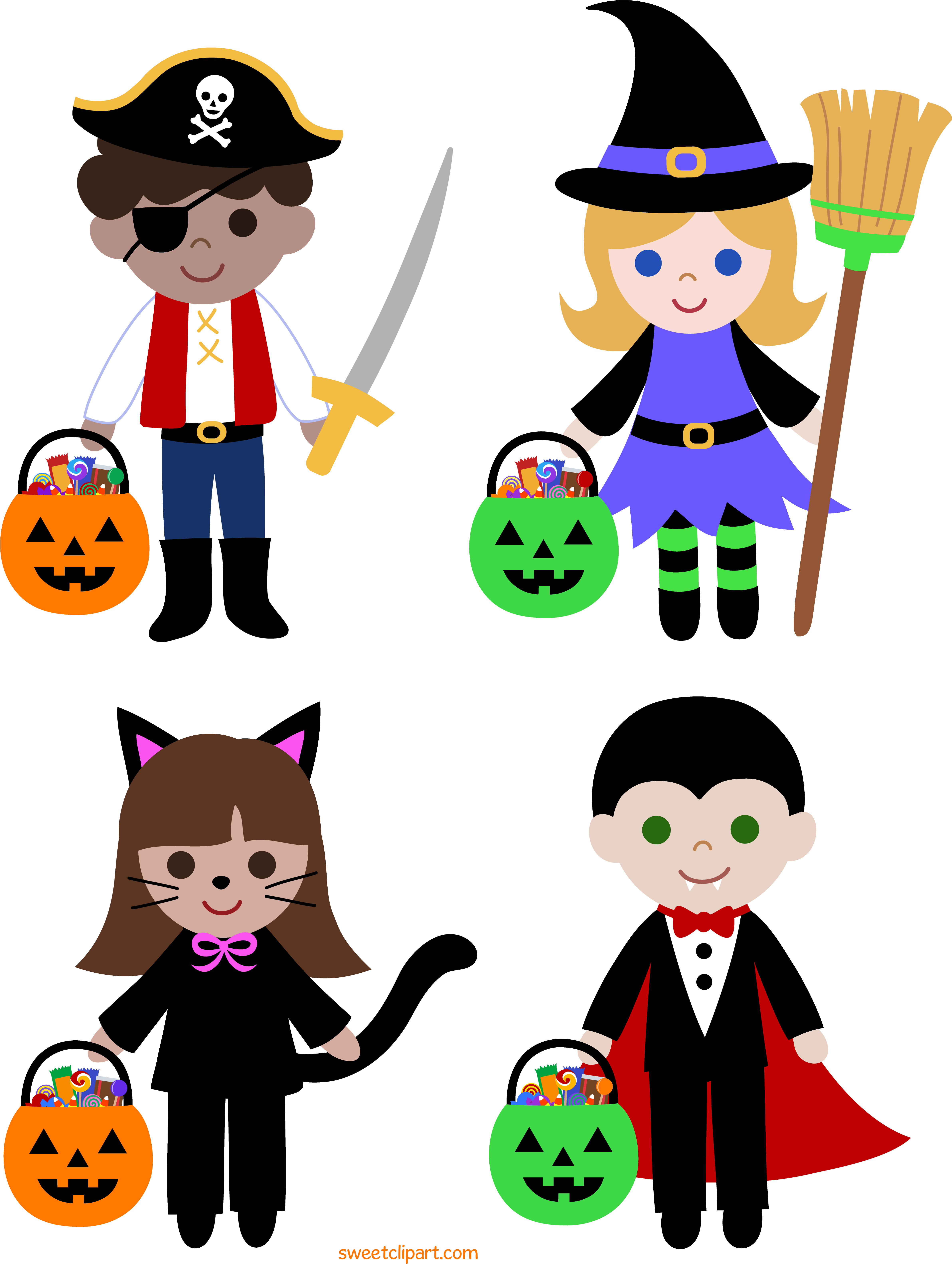 Trick Or Treat Clipart - Clip Art Halloween Trick Or Treaters (4925x6433), Png Download