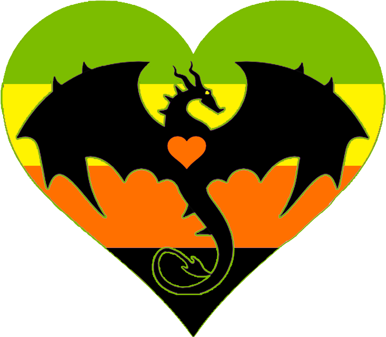 Heart Myart Dragon Ace Asexual Aromantic Redbubble - Asexual Dragon (1280x1120), Png Download