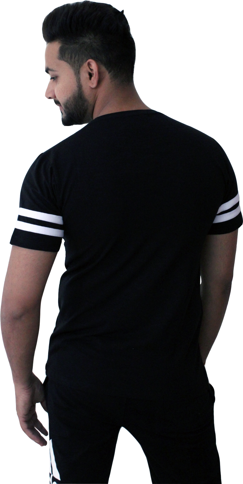 Odalis 153 Solid Black With White Stripes - Man (1280x1920), Png Download