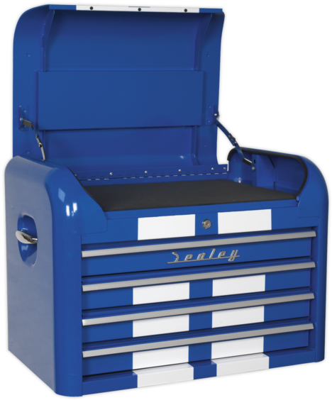 Topchest 4 Drawer Retro Style Blue With White Stripes - Chest (600x600), Png Download