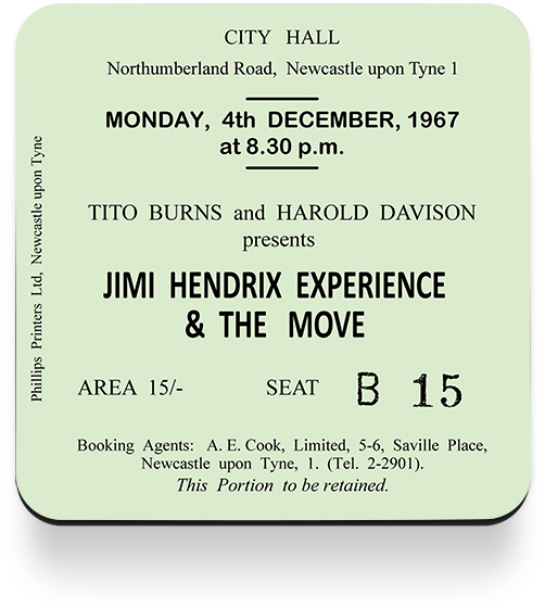 Jimi Hendrix Newcastle City Hall Ticket Coaster - Number (650x650), Png Download