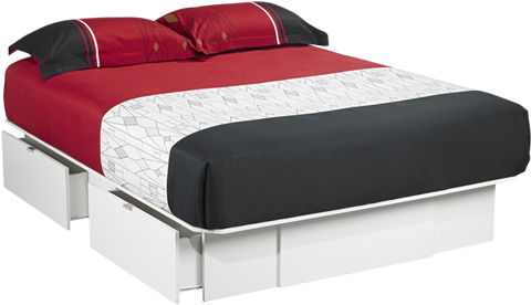 Image For Platform Bed With Storage Drawers - Lit Plateforme Tiroir (519x804), Png Download