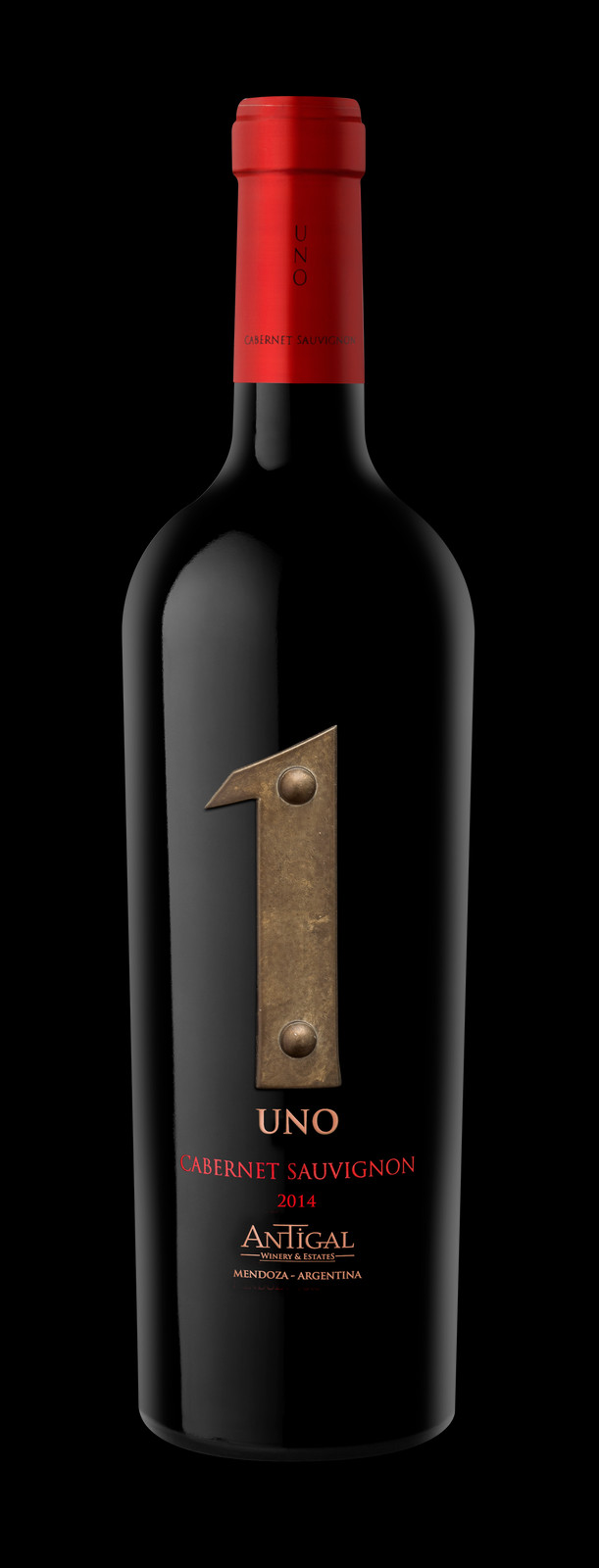 Uno Cabernet 2014 - Glass Bottle (611x1600), Png Download