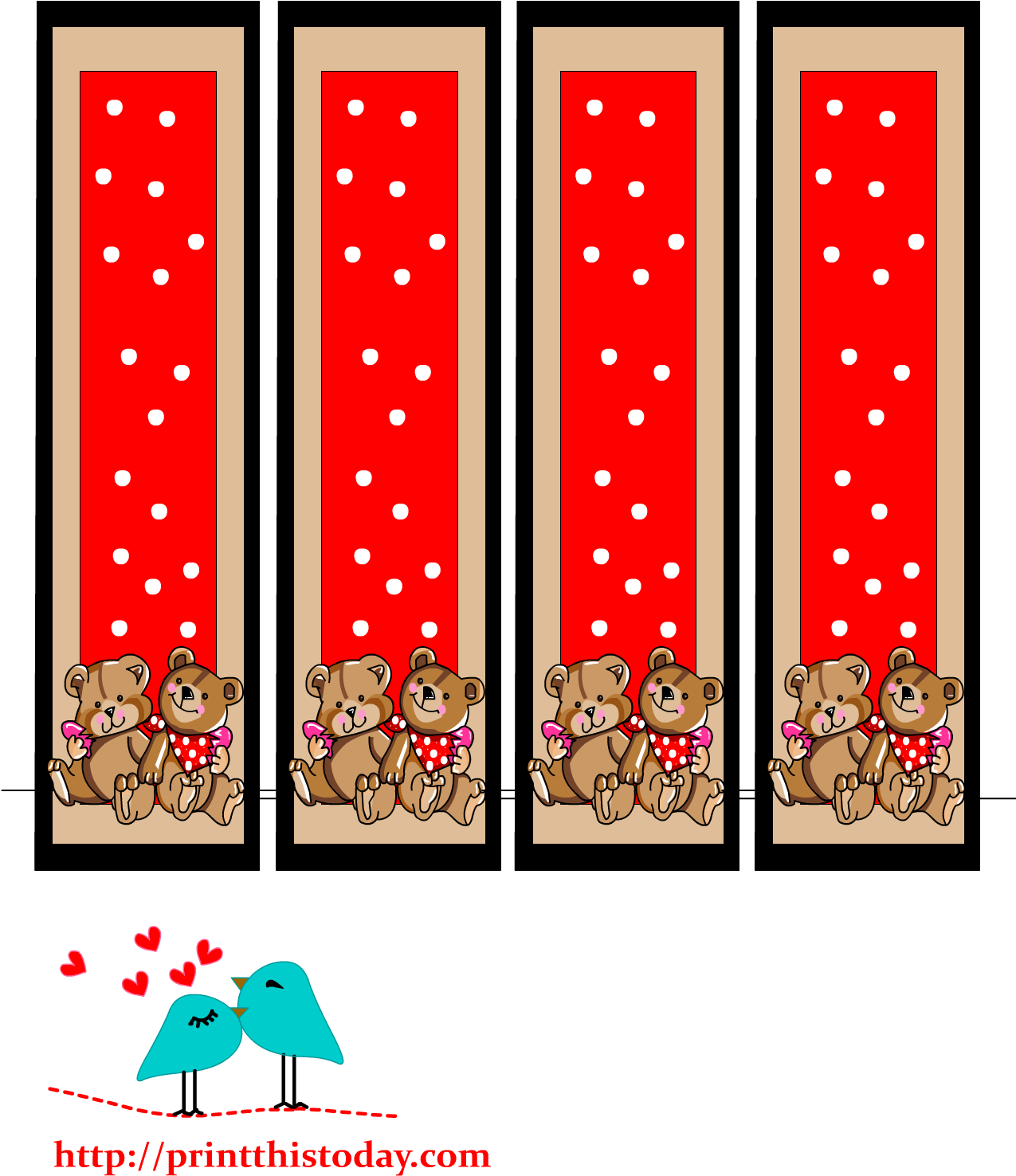 Bookmarks Featuring Teddy Bear And Hearts This Is The - Teddy Bear Bookmarks Printable (1275x1650), Png Download