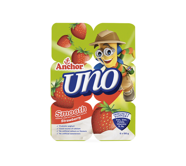 Anchor Uno Yoghurt Strawberry 6 X 150g - Kids Yogurt Drink (750x573), Png Download