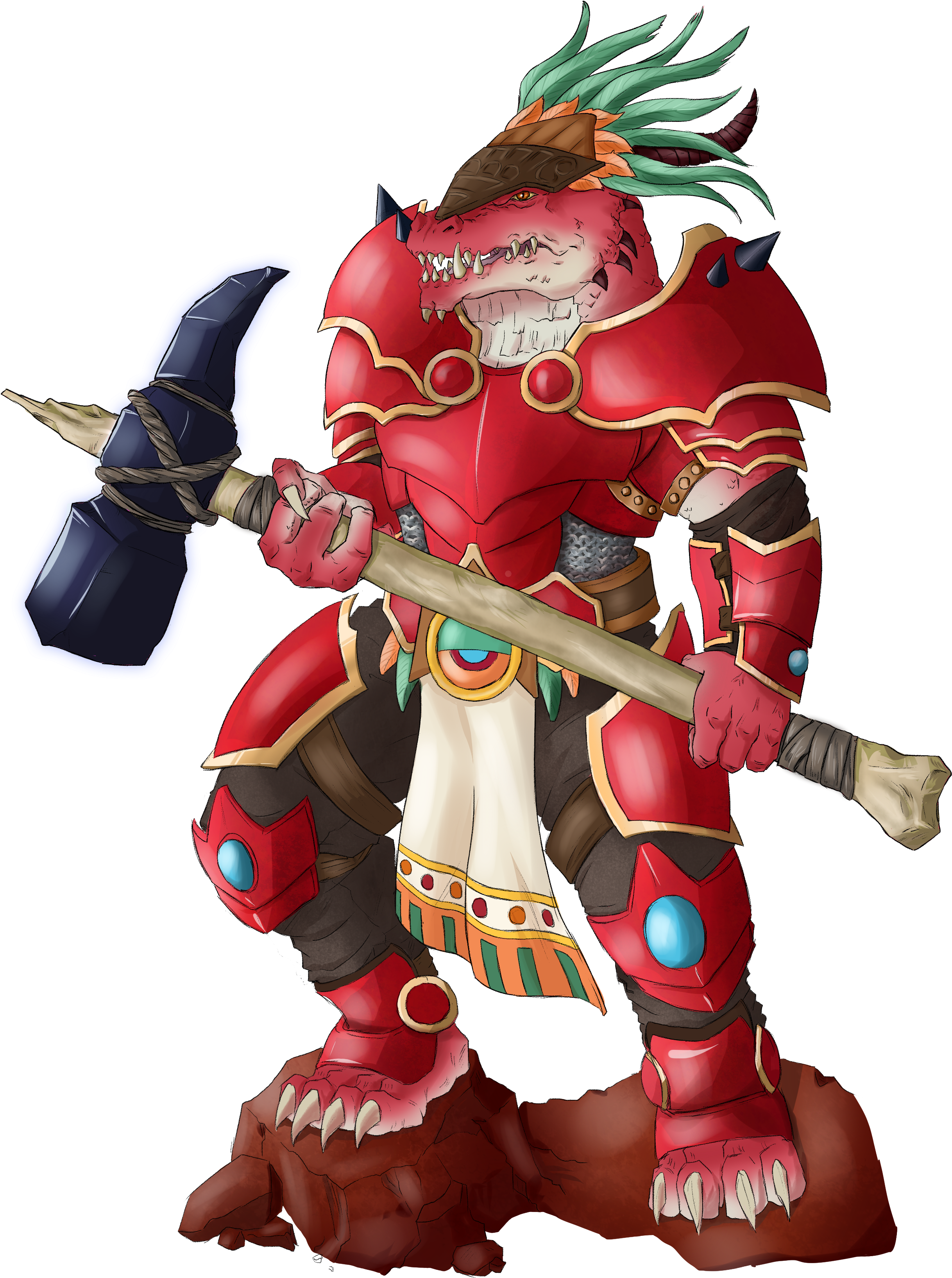 Eztli, My Dragonborn Oath Of Vengeance Paladin [art] - Action Figure (2703x3450), Png Download