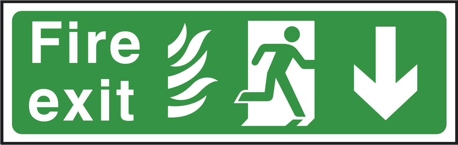 Fire Exit Sign Up Right (1600x1600), Png Download