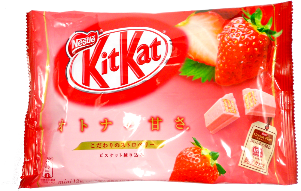 Japanese Kit Kat Strawberry By Nestle 12 Mini Bars - Japanese Strawberry Kit Kat (1059x779), Png Download
