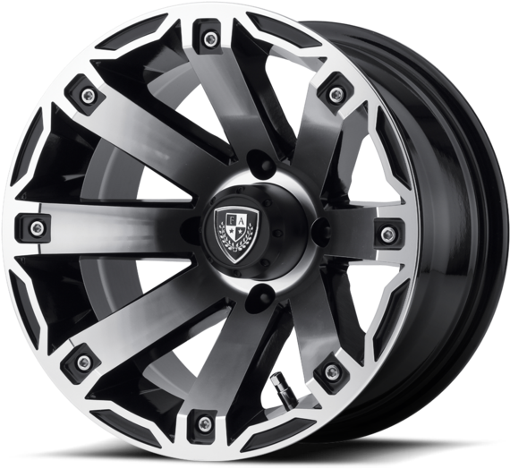 Fa143m High Offset Rage Golf Cart Wheel In Machined - Black Rims On White Golf Cart (600x600), Png Download