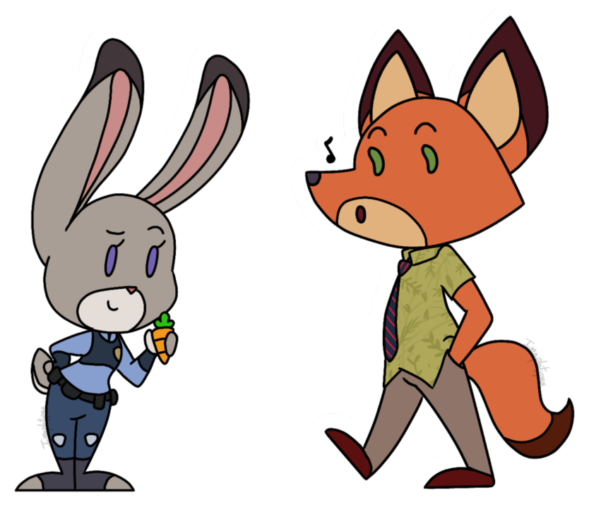 Judy And Nick Stickers By Imaplatypus - Cartoon (983x813), Png Download