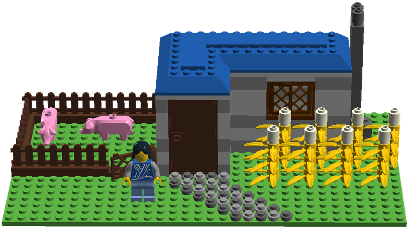Villager Farm - Construction Set Toy (1600x743), Png Download