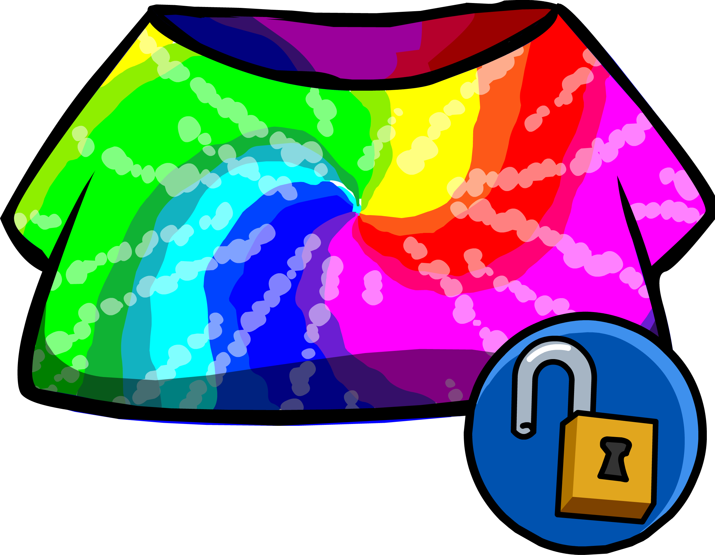 Tie Dye Shirt Clothing Id 14074 - Club Penguin Rare Body Items (2359x1830), Png Download