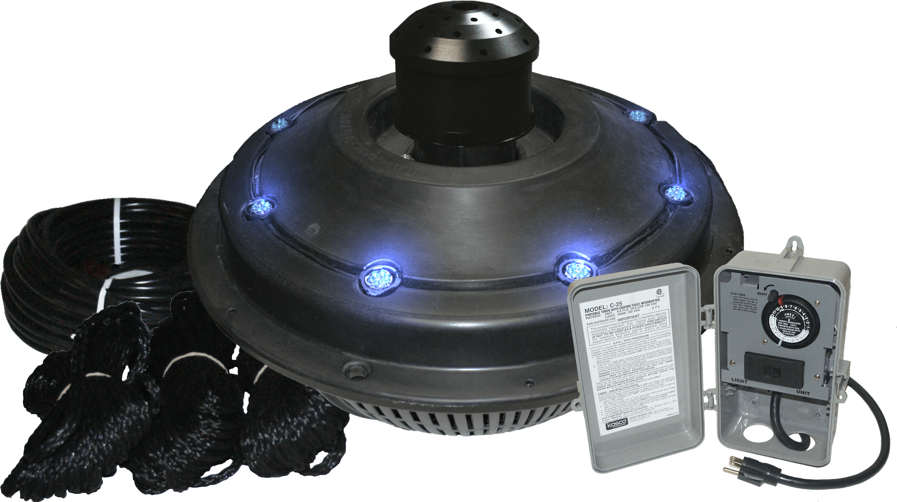 Kasco Marine Xstream Fountain Lit - Kasco 4400vfx-200 1hp Vfx Fountain (200') (3000x1700), Png Download