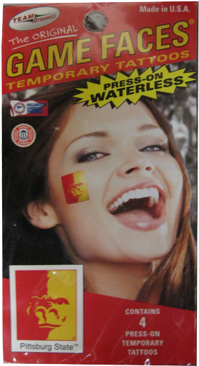 Pitt State Gorillas Splitface Temporary Face Tattoos - Houston Cougars Press-on Waterless Temporary Tattoo (720x540), Png Download