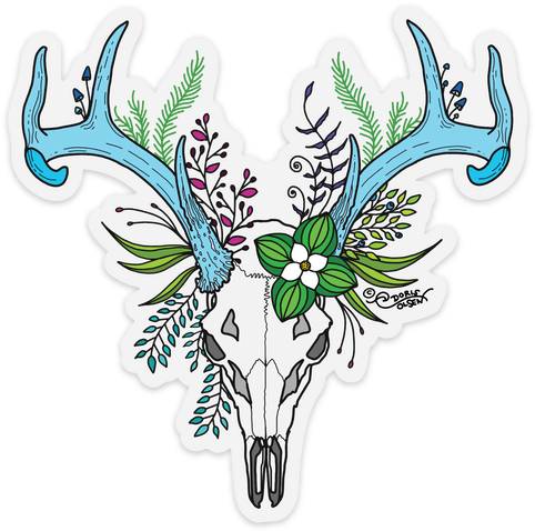 Sitka Black-tailed Deer Skull With Blue Antlers (498x496), Png Download