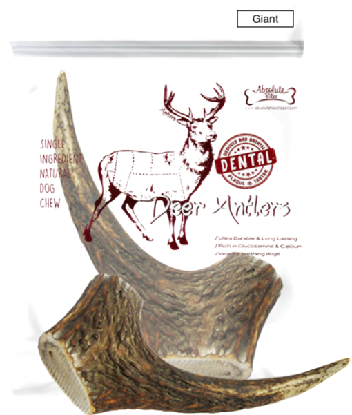 Absolute Bites Whole Deer Antlers Dental Chew - Ah Beng Pet Store (526x600), Png Download
