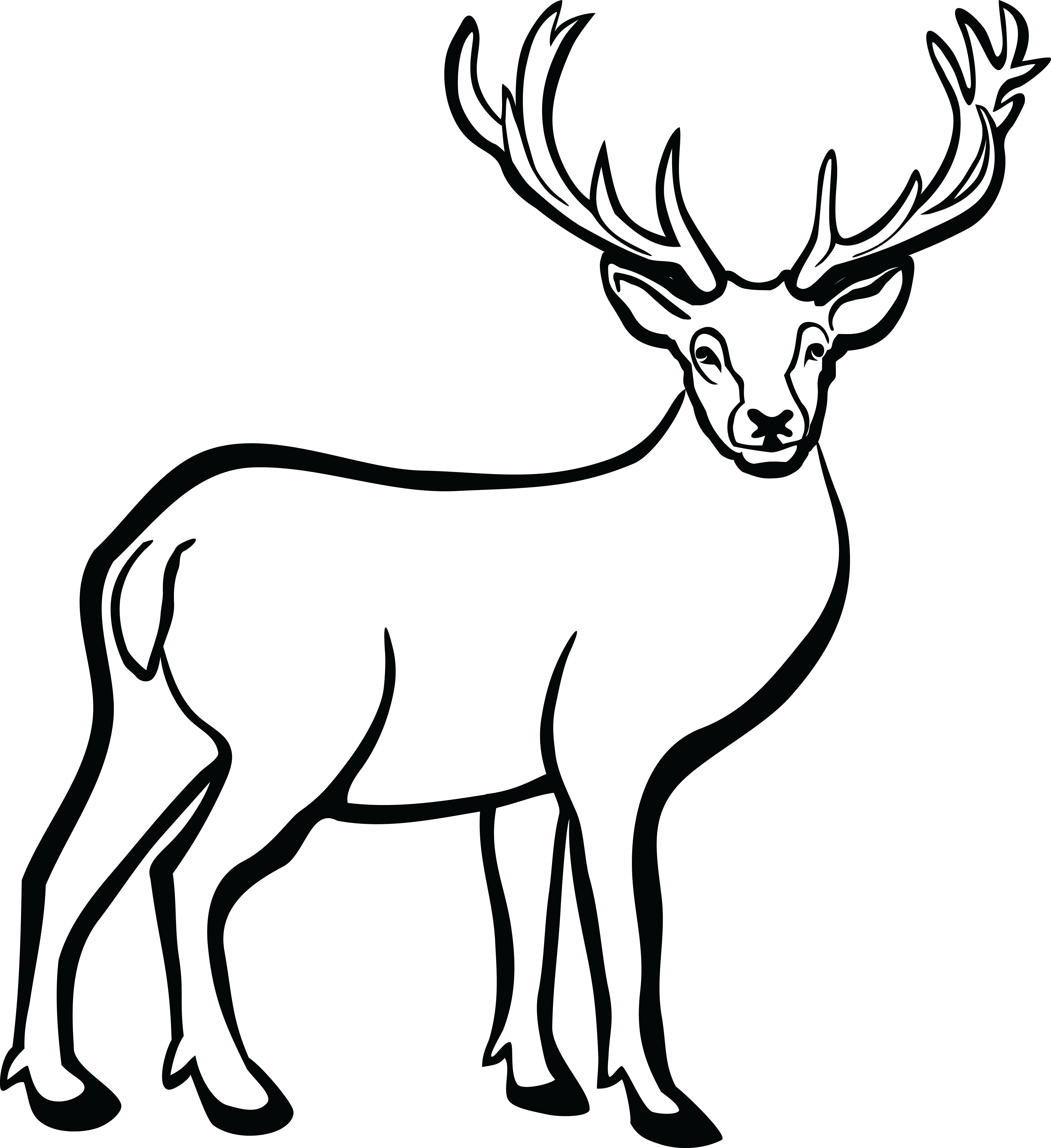 Deer Hunting Clipart - Black And White Clip Art Deer (4000x4368), Png Download